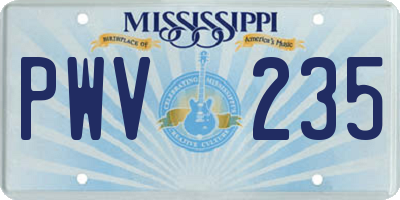 MS license plate PWV235