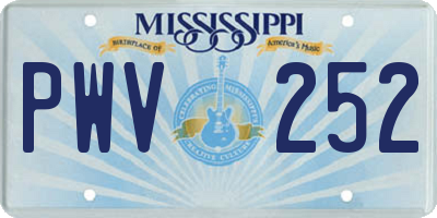 MS license plate PWV252
