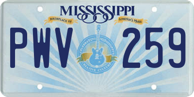 MS license plate PWV259