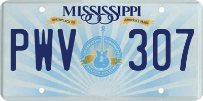 MS license plate PWV307