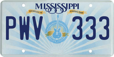 MS license plate PWV333