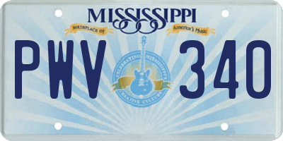 MS license plate PWV340