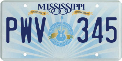MS license plate PWV345