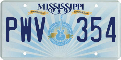 MS license plate PWV354