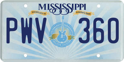 MS license plate PWV360