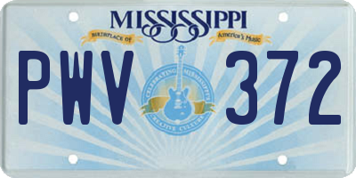 MS license plate PWV372