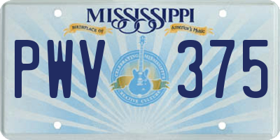 MS license plate PWV375