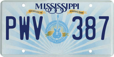 MS license plate PWV387
