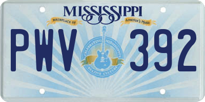 MS license plate PWV392