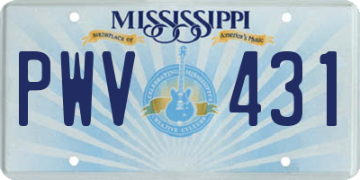 MS license plate PWV431