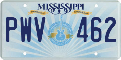 MS license plate PWV462