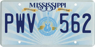 MS license plate PWV562