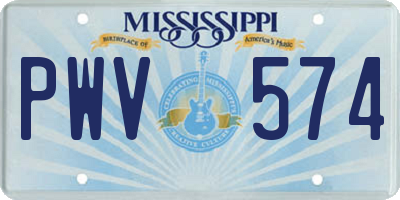 MS license plate PWV574