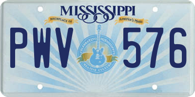 MS license plate PWV576