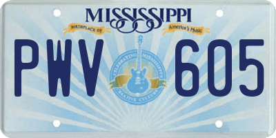 MS license plate PWV605