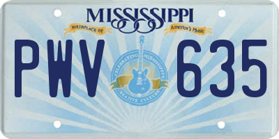 MS license plate PWV635