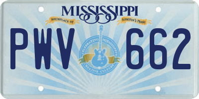 MS license plate PWV662