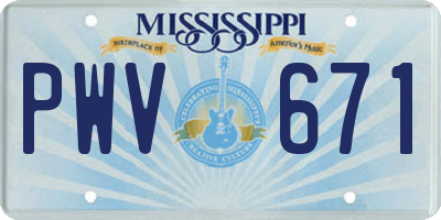 MS license plate PWV671