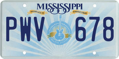MS license plate PWV678