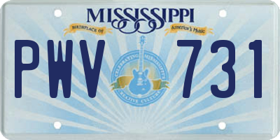 MS license plate PWV731