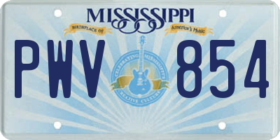 MS license plate PWV854