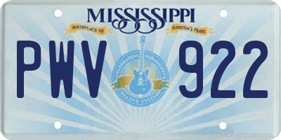 MS license plate PWV922