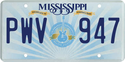 MS license plate PWV947