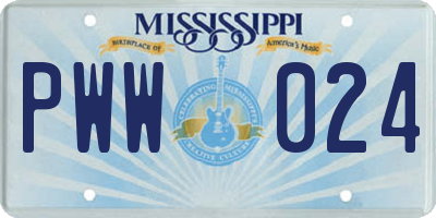 MS license plate PWW024
