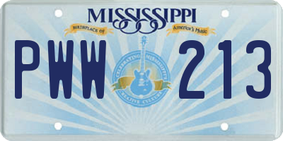 MS license plate PWW213