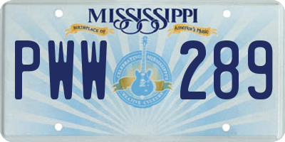 MS license plate PWW289