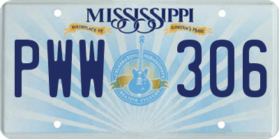 MS license plate PWW306