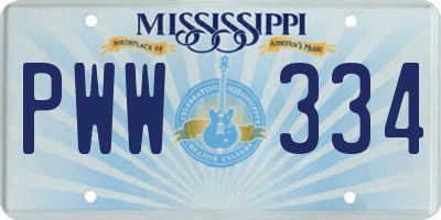 MS license plate PWW334