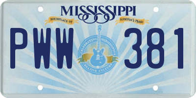 MS license plate PWW381