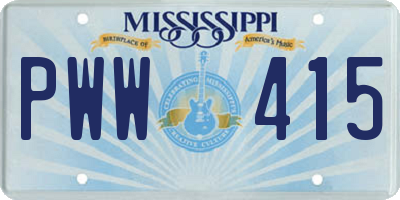 MS license plate PWW415