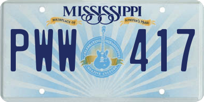 MS license plate PWW417