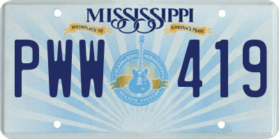 MS license plate PWW419