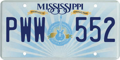 MS license plate PWW552