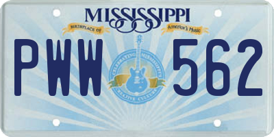 MS license plate PWW562