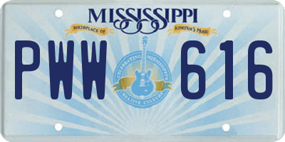 MS license plate PWW616