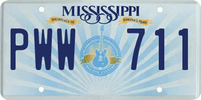 MS license plate PWW711
