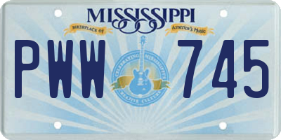 MS license plate PWW745