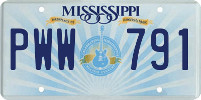 MS license plate PWW791