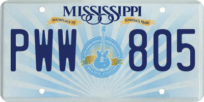 MS license plate PWW805