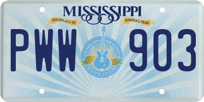 MS license plate PWW903