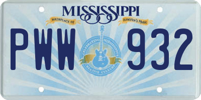 MS license plate PWW932