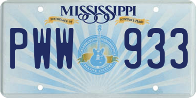 MS license plate PWW933