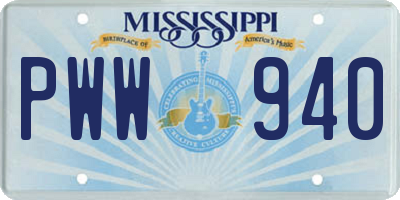 MS license plate PWW940
