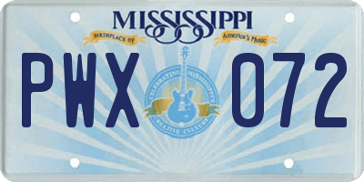 MS license plate PWX072