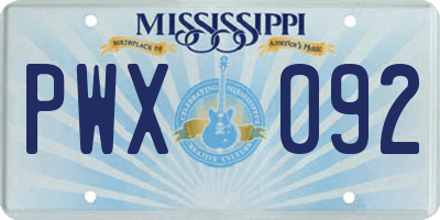 MS license plate PWX092