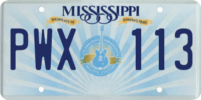 MS license plate PWX113